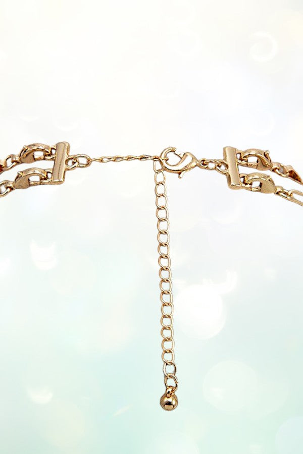 CRYSTAL TEARDROP PENDANT LAYERED NECKLACE SET