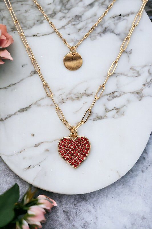 Layered Heart Pendant Necklace