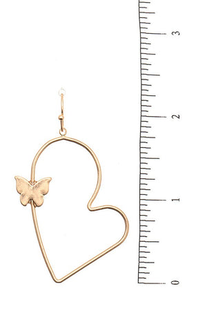 Butterfly Heart Accent Dangle Earring