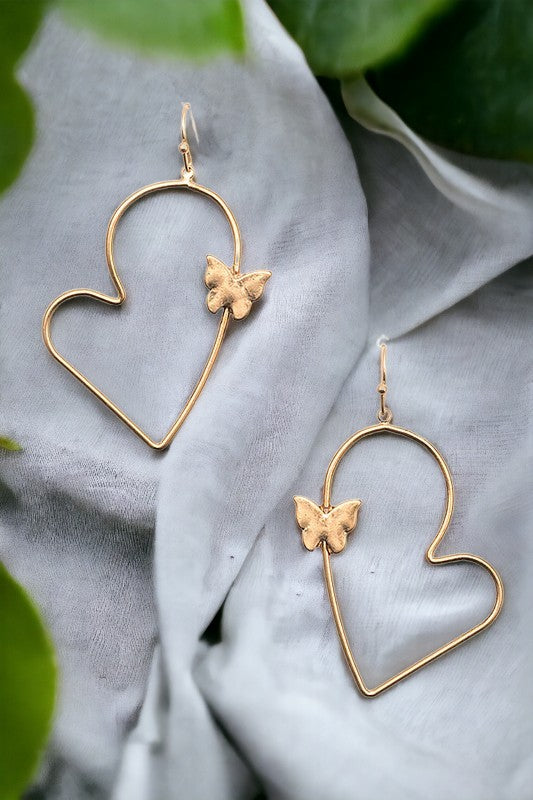 Butterfly Heart Accent Dangle Earring