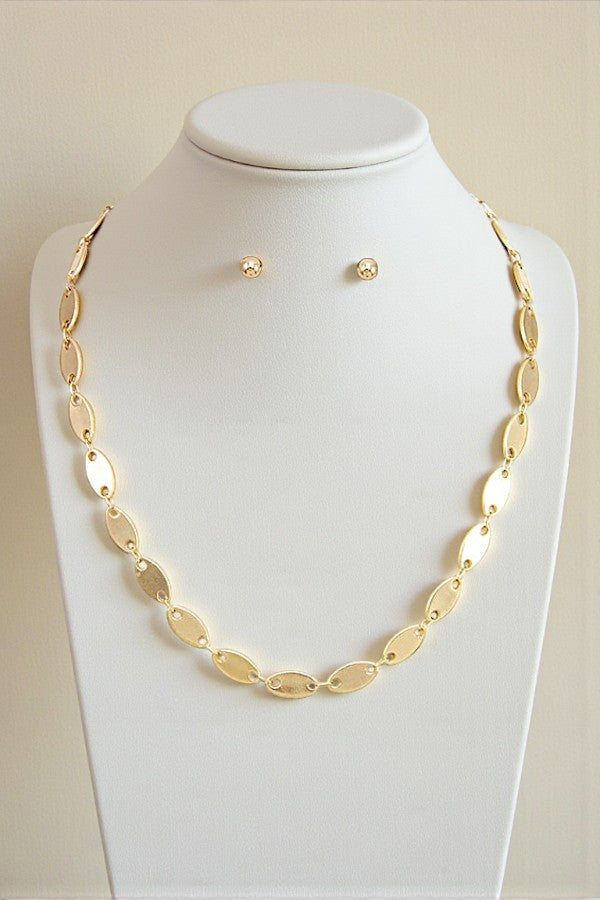 OVAL FLAT LINK CHAIN NECKLACE SET