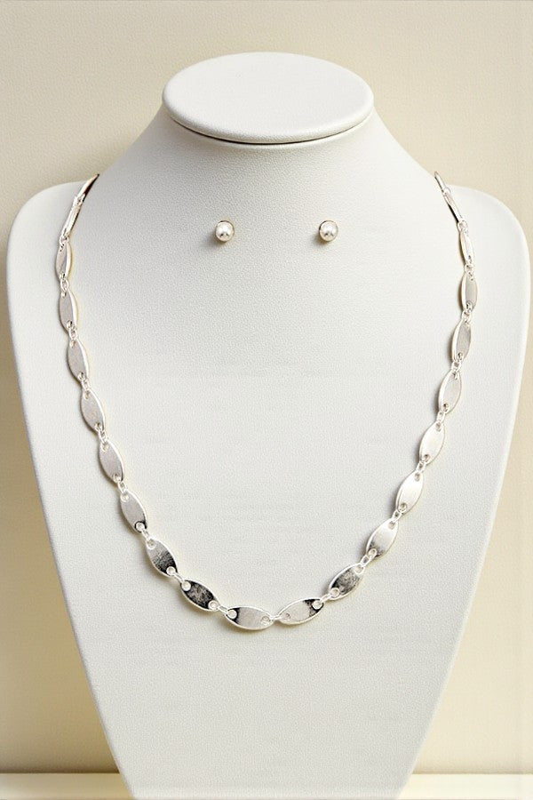 OVAL FLAT LINK CHAIN NECKLACE SET