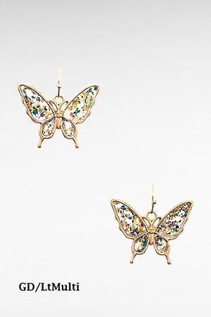 FLORAL RESIN CLEAR BUTTERFLY EARRING