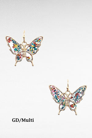 FLORAL RESIN CLEAR BUTTERFLY EARRING