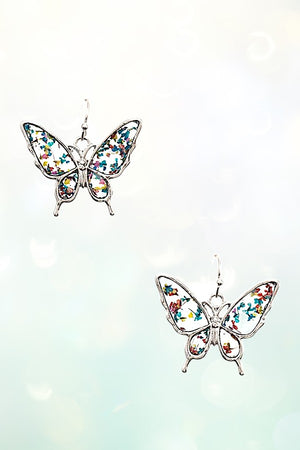 FLORAL RESIN CLEAR BUTTERFLY EARRING