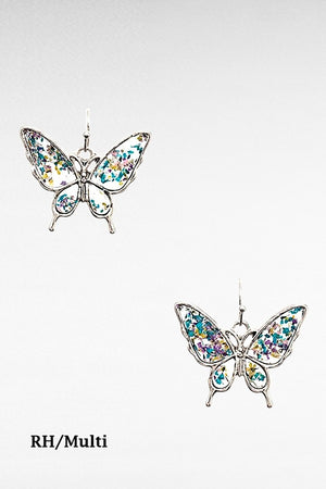 FLORAL RESIN CLEAR BUTTERFLY EARRING