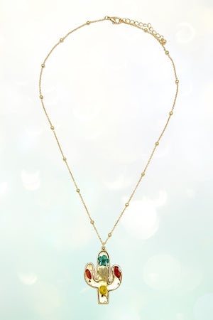 FLORAL RESIN CACTUS PENDANT NECKLACE