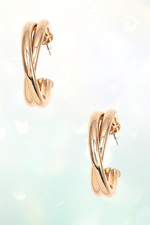 INTERLOCK TUBE SEMI HOOP EARRING