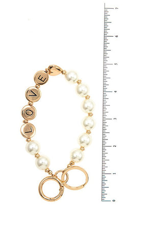 Love Bead Pearl Mix Bracelet Keychain