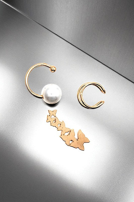 BUTTERFLY ACCENT EAR CUFF SET