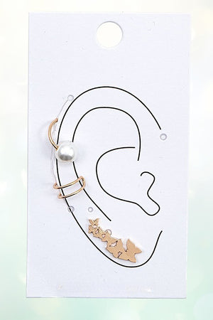 BUTTERFLY ACCENT EAR CUFF SET