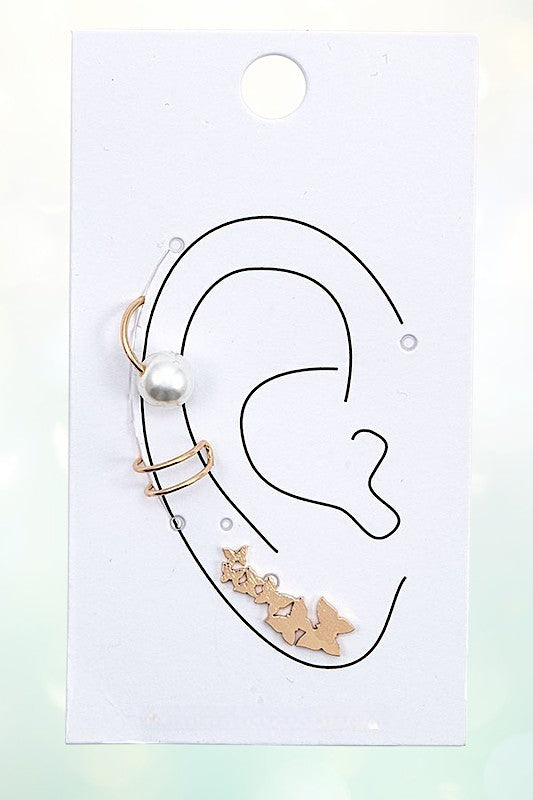 BUTTERFLY ACCENT EAR CUFF SET