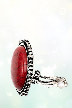 OVAL FRAMED GEM CLIP ON EARRING