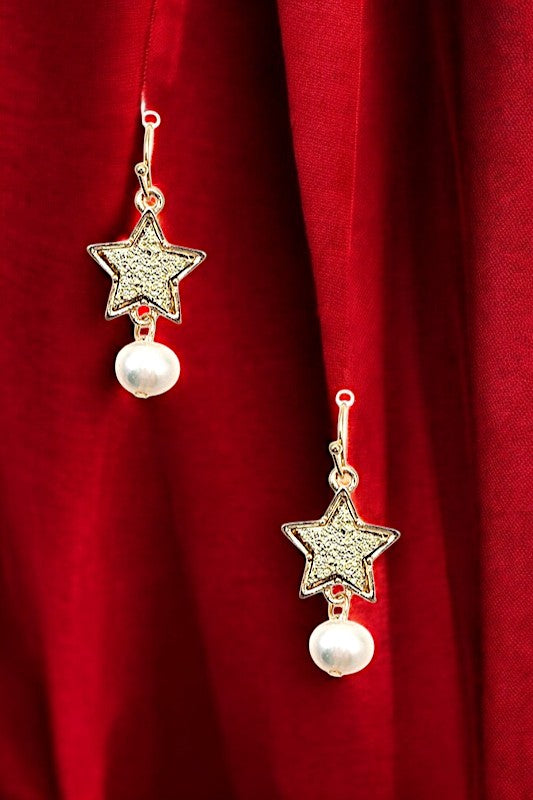 STAR PEARL DROP DANGLE EARRING