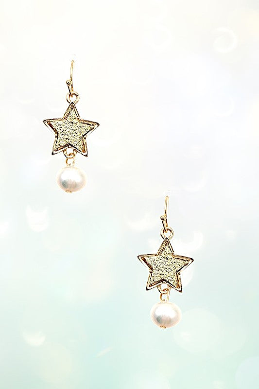 STAR PEARL DROP DANGLE EARRING