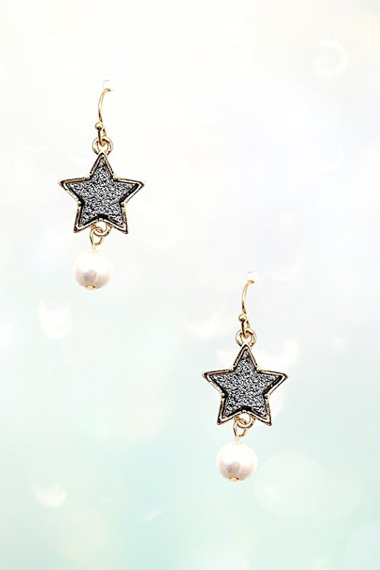 STAR PEARL DROP DANGLE EARRING