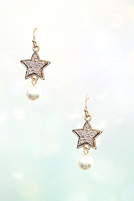 STAR PEARL DROP DANGLE EARRING