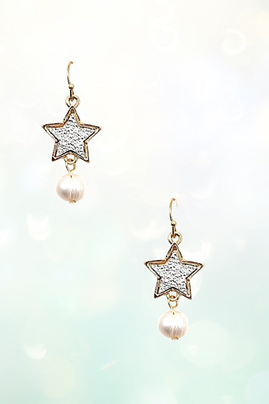 STAR PEARL DROP DANGLE EARRING