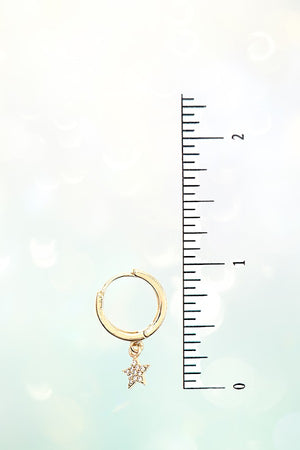 RHINESTONE PAVE STAR DANGLE MINI HOOP EARRING