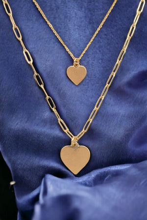 Layered Heart Pendant Necklace Set