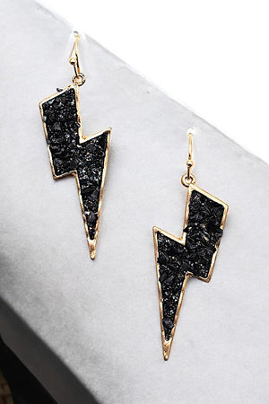 FAUX CRACKED STONE THUNDER BOLT EARRING