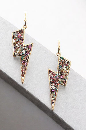 FAUX CRACKED STONE THUNDER BOLT EARRING