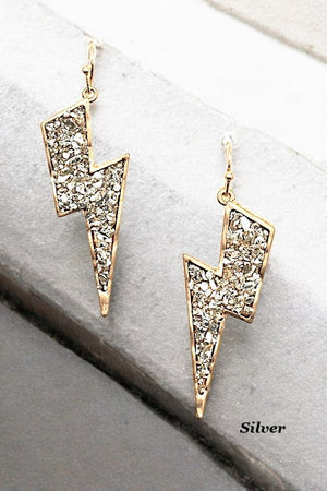 FAUX CRACKED STONE THUNDER BOLT EARRING