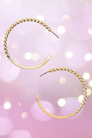 HALF TWIST SEMI HOOP EARRING