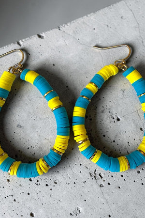 DISK BEADED TEARDROP DANGLE EARRING
