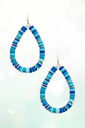 DISK BEADED TEARDROP DANGLE EARRING