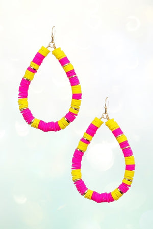 DISK BEADED TEARDROP DANGLE EARRING