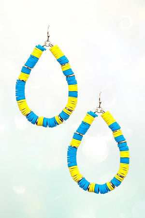 DISK BEADED TEARDROP DANGLE EARRING