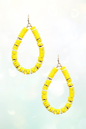 DISK BEADED TEARDROP DANGLE EARRING