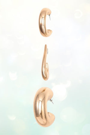 SEMI HOOP MIX EARRING SET