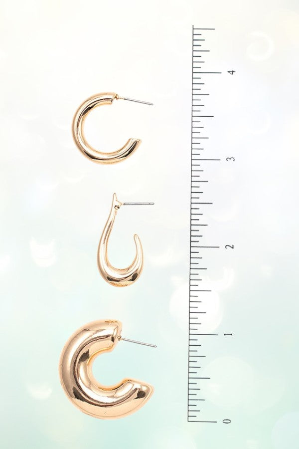 SEMI HOOP MIX EARRING SET