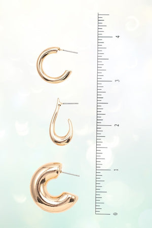 SEMI HOOP MIX EARRING SET