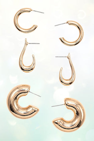 SEMI HOOP MIX EARRING SET