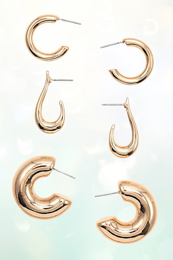 SEMI HOOP MIX EARRING SET