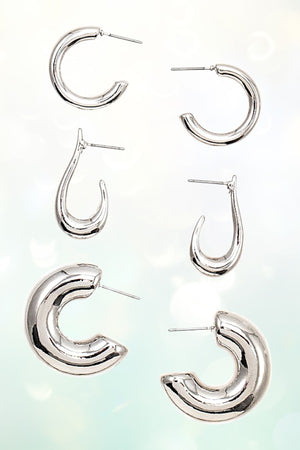 SEMI HOOP MIX EARRING SET