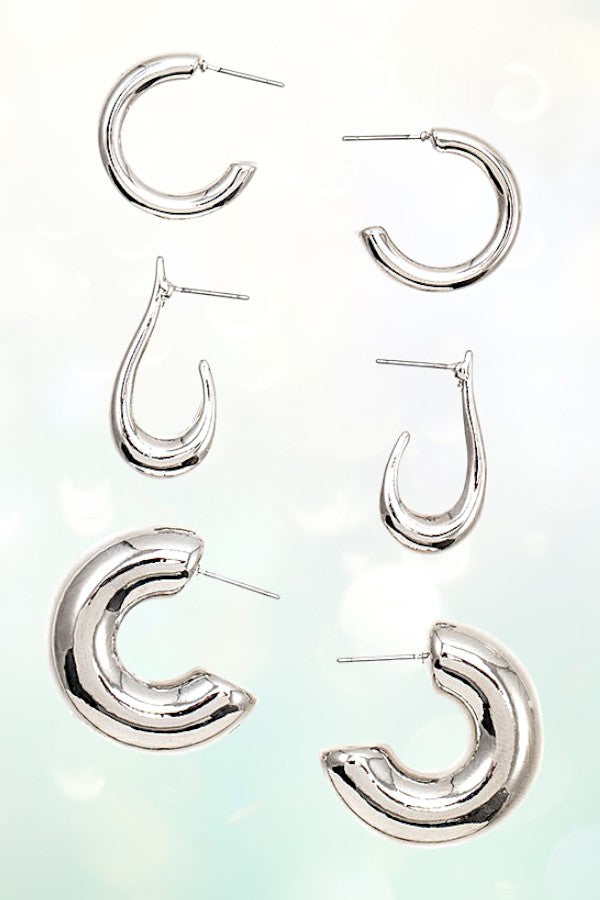 SEMI HOOP MIX EARRING SET