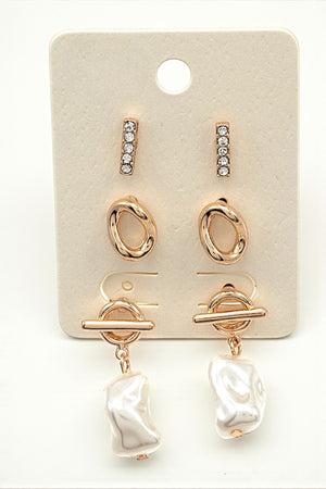 BAROQUE PEARL DROP MIX POST EARRING SET