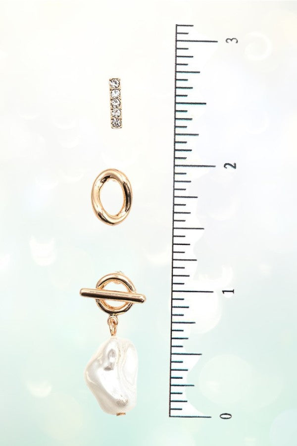 BAROQUE PEARL DROP MIX POST EARRING SET