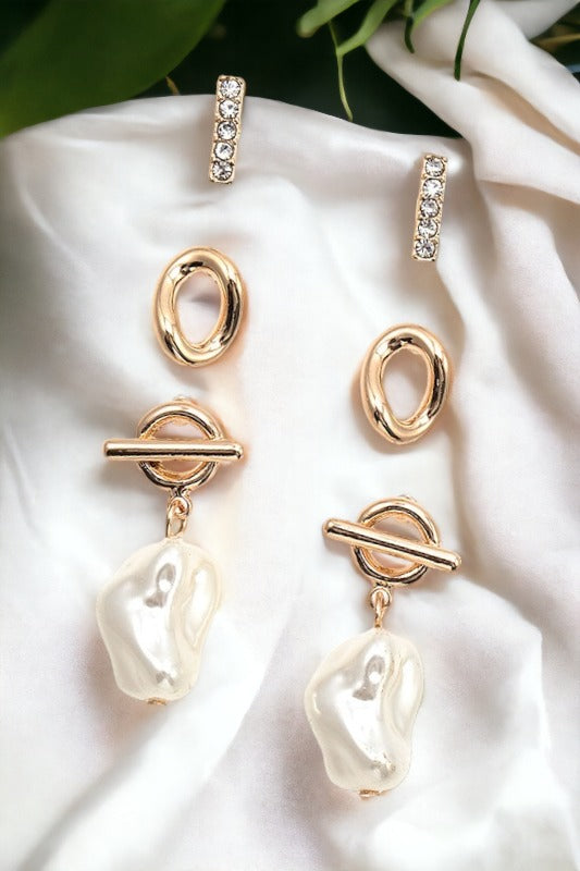 Mix Pearl Drop Earring Set