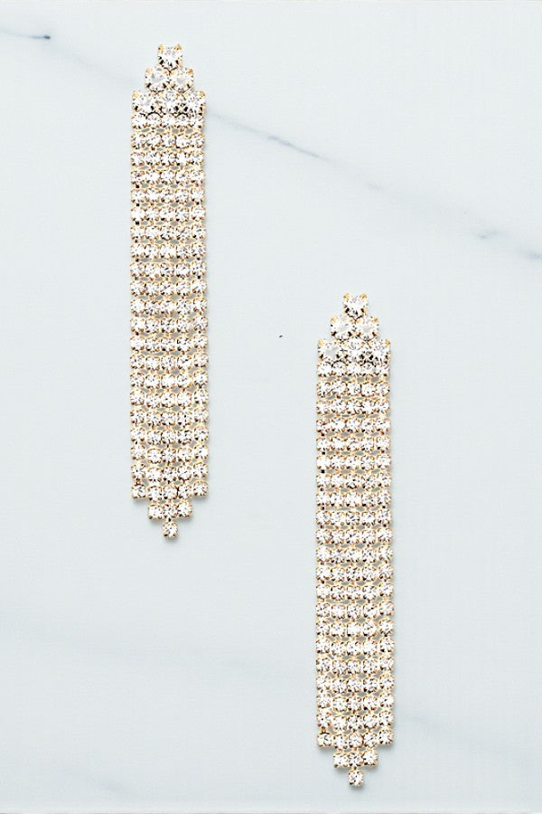 RHINESTONE FRINGE DANGLE EARRING