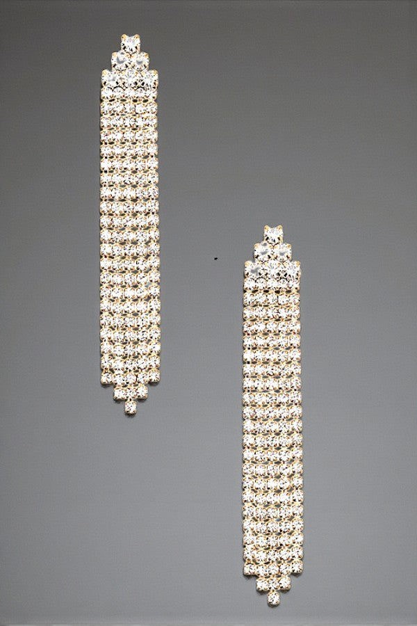RHINESTONE FRINGE DANGLE EARRING