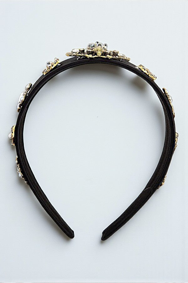 BEETLE PEARL AND GEM ACCENT HEADBAND