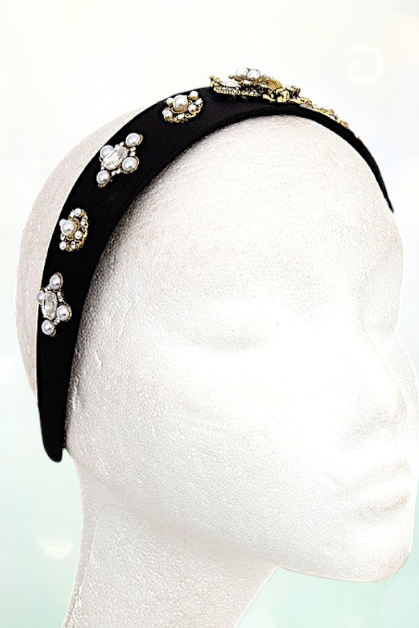 BEETLE PEARL AND GEM ACCENT HEADBAND