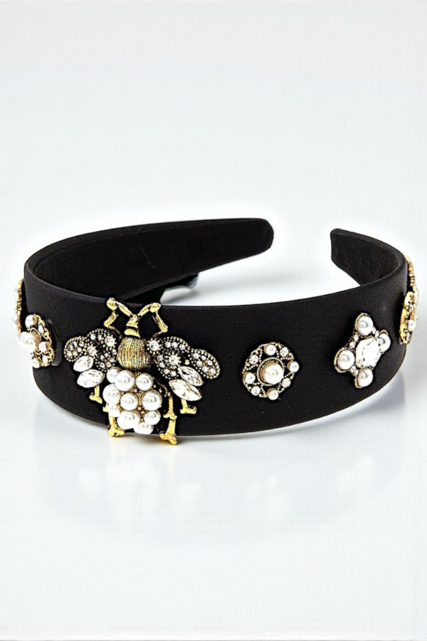 BEETLE PEARL AND GEM ACCENT HEADBAND
