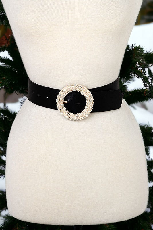 Rhinestone Pearl Wide Fashion Belt