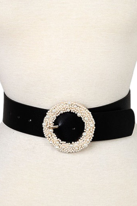 Rhinestone Pearl Wide Fashion Belt